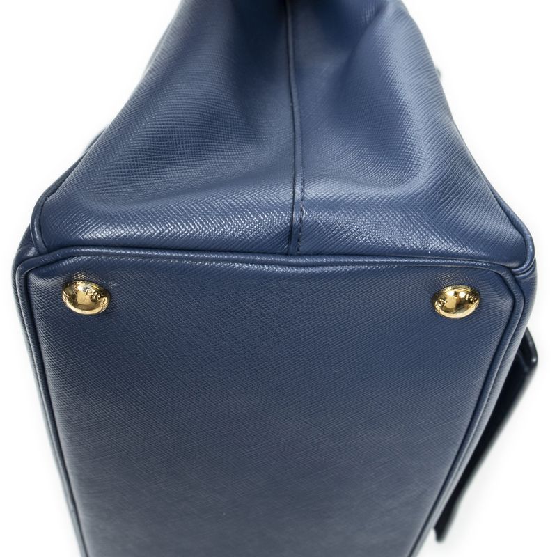 Prada Large Galleria Front Pocket Tote Navy Saffiano Leather A