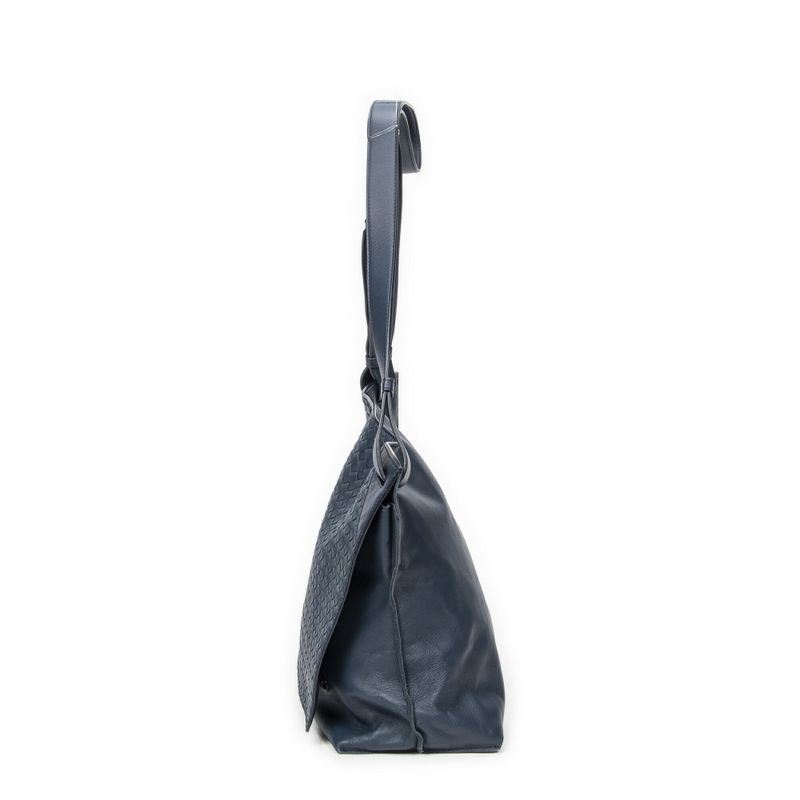 Bottega Veneta Flap Messenger Crossbody Navy Intrecciato Leather A