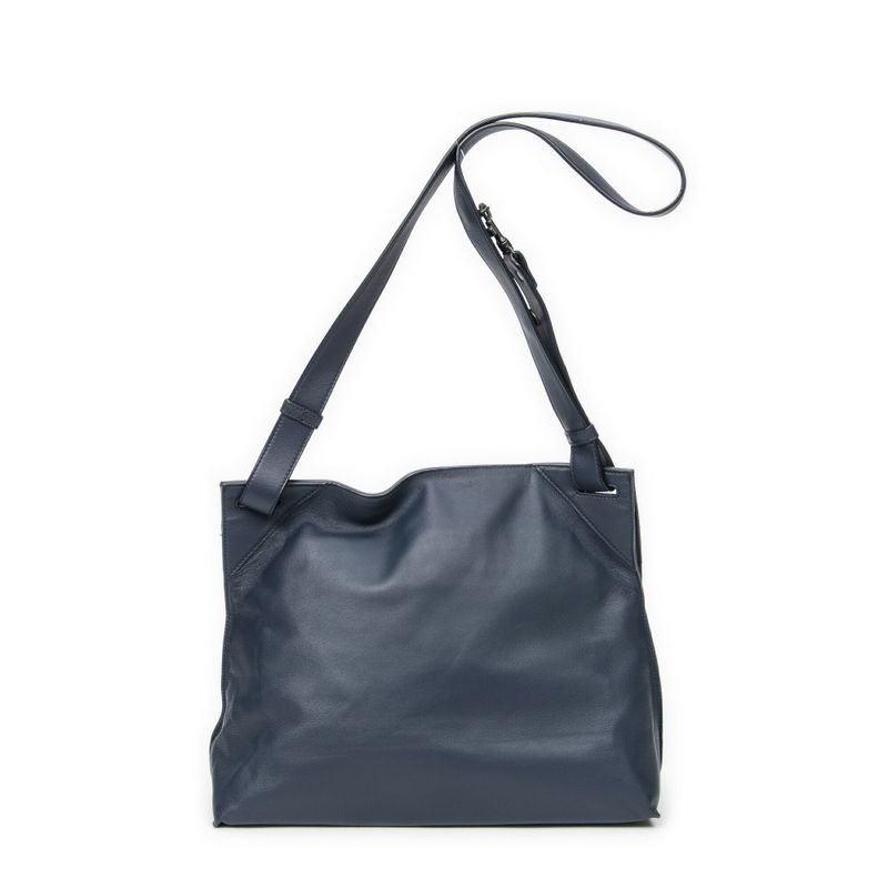 Bottega Veneta Flap Messenger Crossbody Navy Intrecciato Leather A