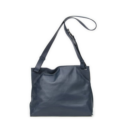 Bottega Veneta Flap Messenger Crossbody Navy Intrecciato Leather A