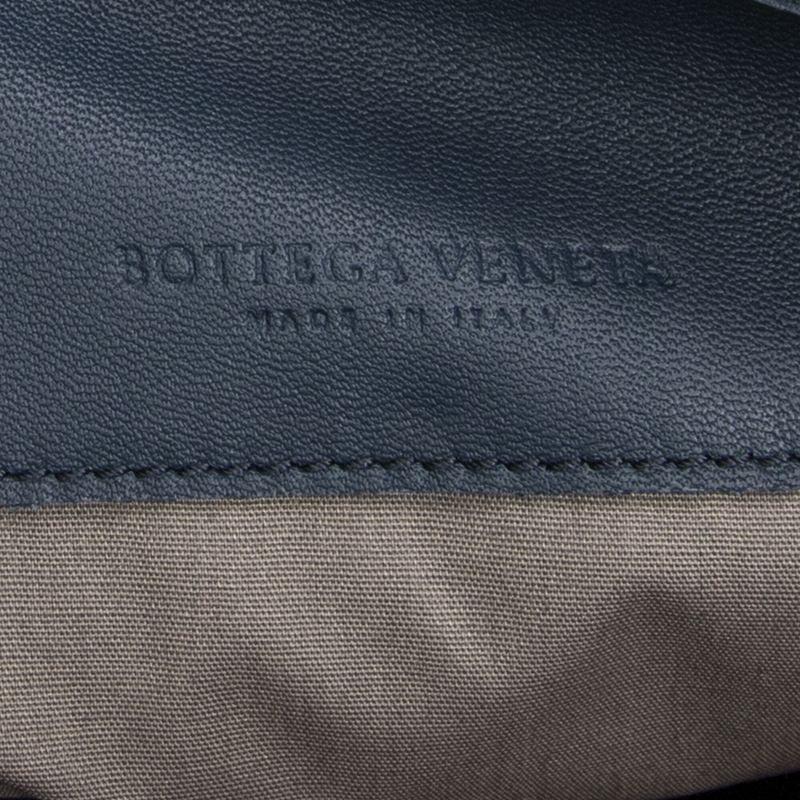 Bottega Veneta Flap Messenger Crossbody Navy Intrecciato Leather A