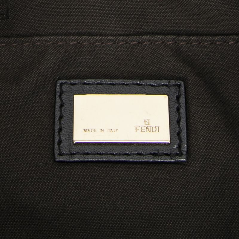 Fendi Front Slip Pocket Hobo Black Zucchino Canvas A