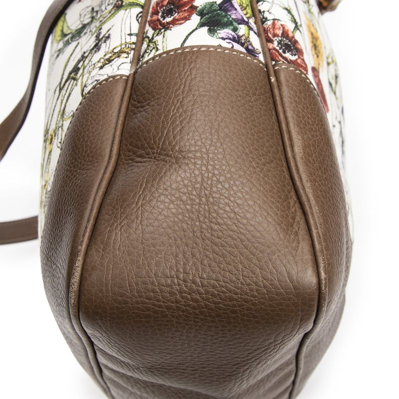 Gucci Medium Diana Bamboo Hobo Ivory/brown Floral Canvas A