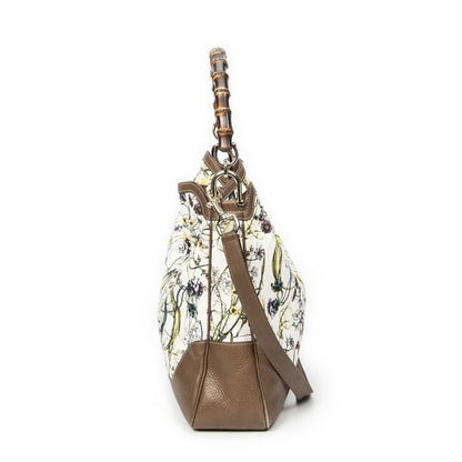 Gucci Medium Diana Bamboo Hobo Ivory/brown Floral Canvas A