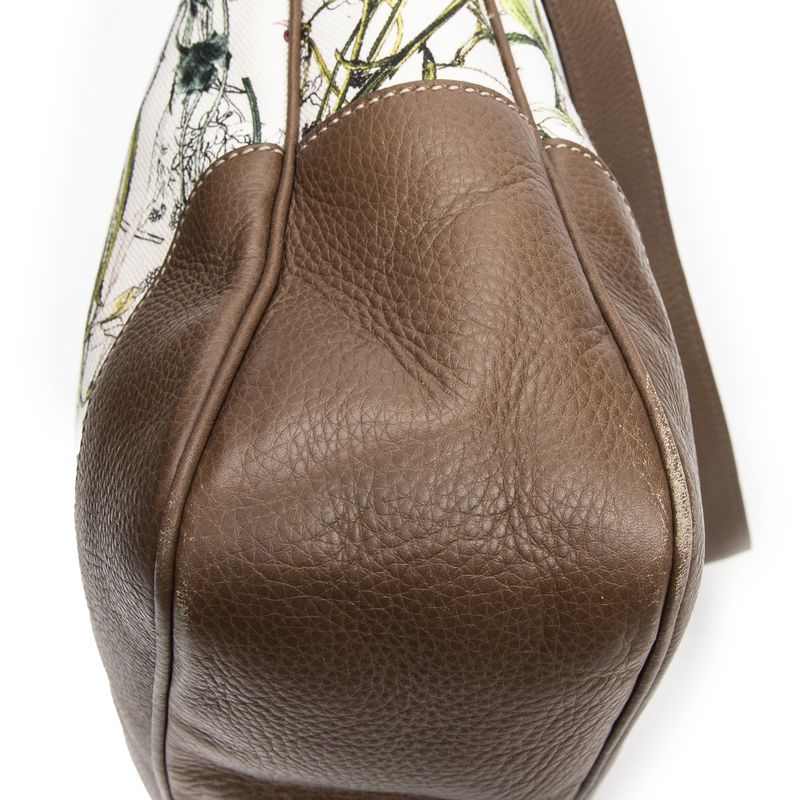 Gucci Medium Diana Bamboo Hobo Ivory/brown Floral Canvas A