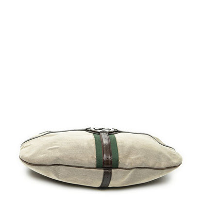 Gucci Web Rains Hobo Beige/dark Brown Canvas AB