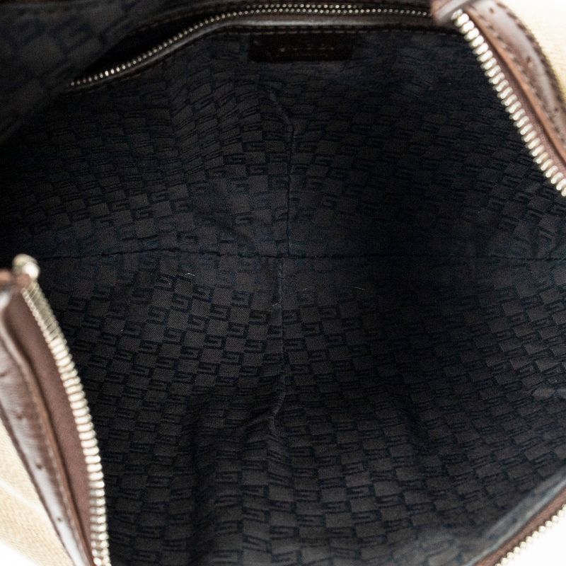 Gucci Web Rains Hobo Beige/dark Brown Canvas AB