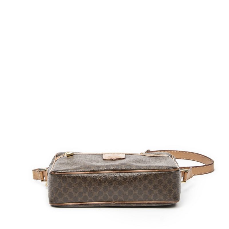 Celine Vintage Bucket Crossbody Beige/brown Macadam PVC Canvas AB