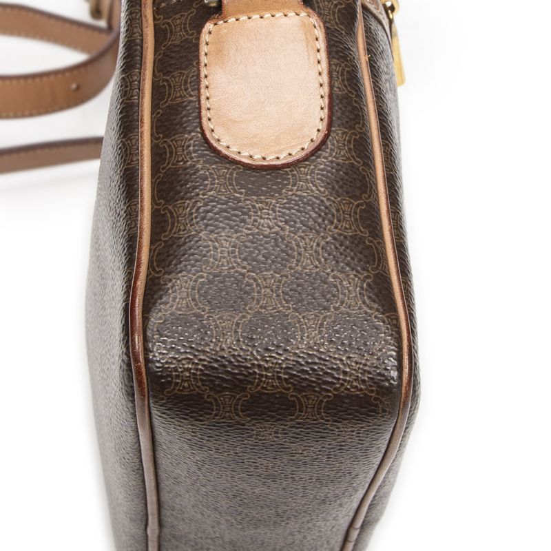 Celine Vintage Bucket Crossbody Beige/brown Macadam PVC Canvas AB