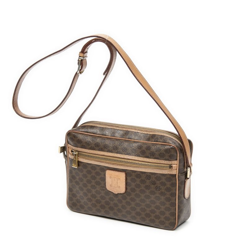 Celine Vintage Bucket Crossbody Beige/brown Macadam PVC Canvas AB