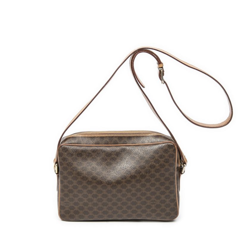 Celine Vintage Bucket Crossbody Beige/brown Macadam PVC Canvas AB