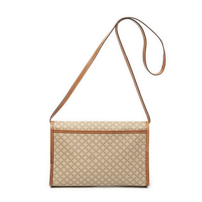 Celine Vintage Flap Crossbody Beige/brown Macadam PVC Canvas AB