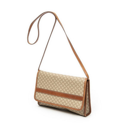 Celine Vintage Flap Crossbody Beige/brown Macadam PVC Canvas AB