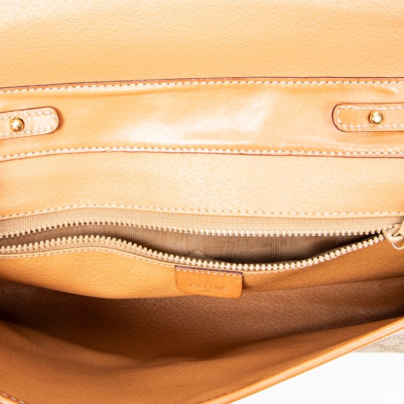 Celine Vintage Flap Crossbody Beige/brown Macadam PVC Canvas AB