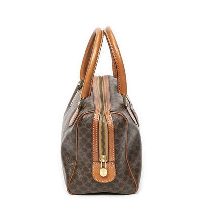 Celine Vintage Mini Boston Brown Macadam PVC Canvas AB