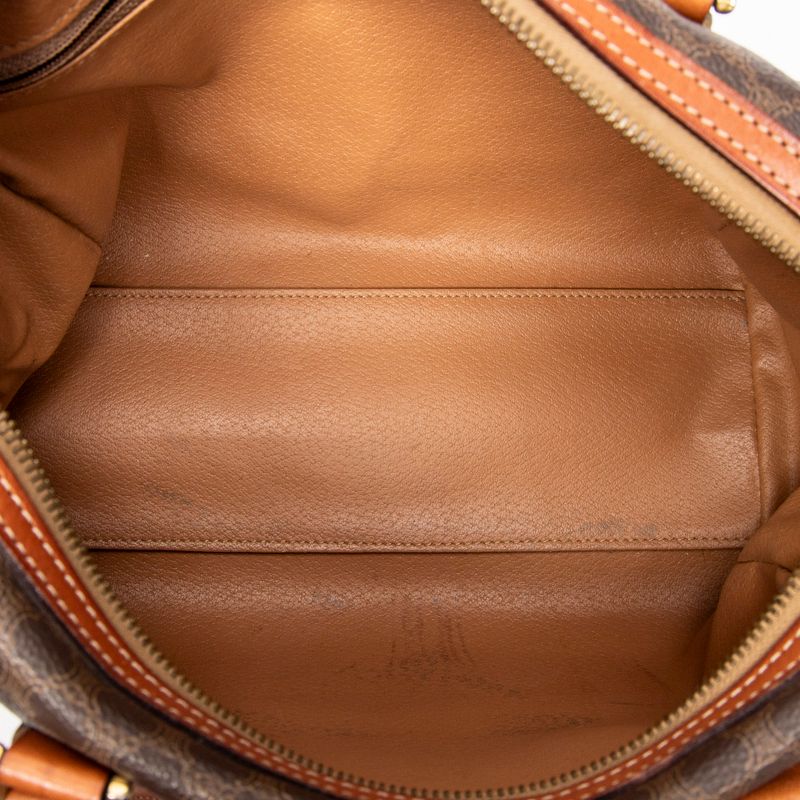 Celine Vintage Mini Boston Brown Macadam PVC Canvas AB