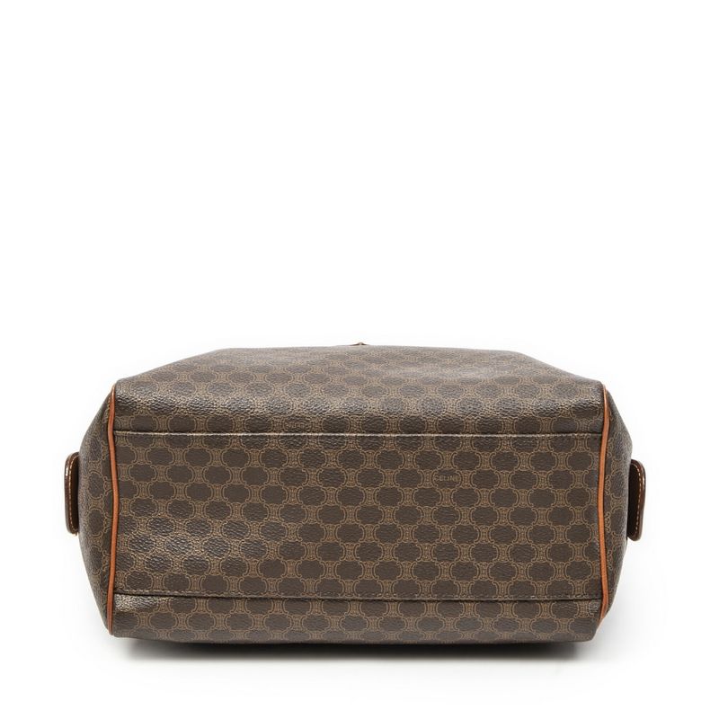 Celine Vintage Mini Boston Brown Macadam PVC Canvas AB