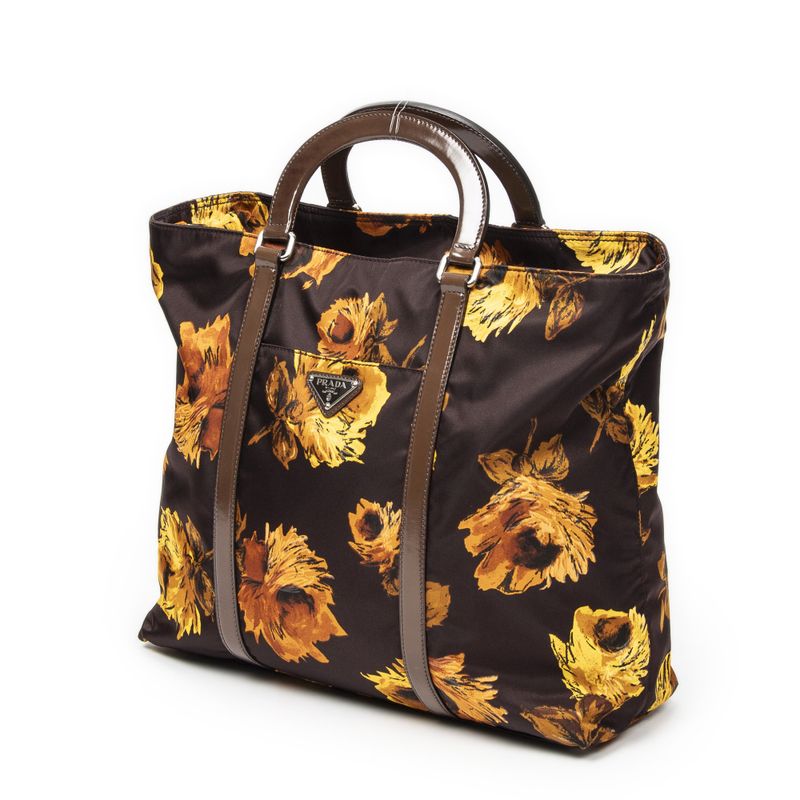 Prada Print Zip Shopper Tote Black Printed Nylon Canvas A