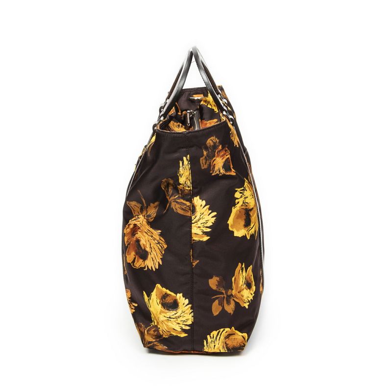 Prada Print Zip Shopper Tote Black Printed Nylon Canvas A