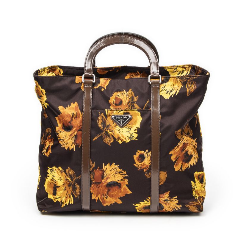 Prada Print Zip Shopper Tote Black Printed Nylon Canvas A