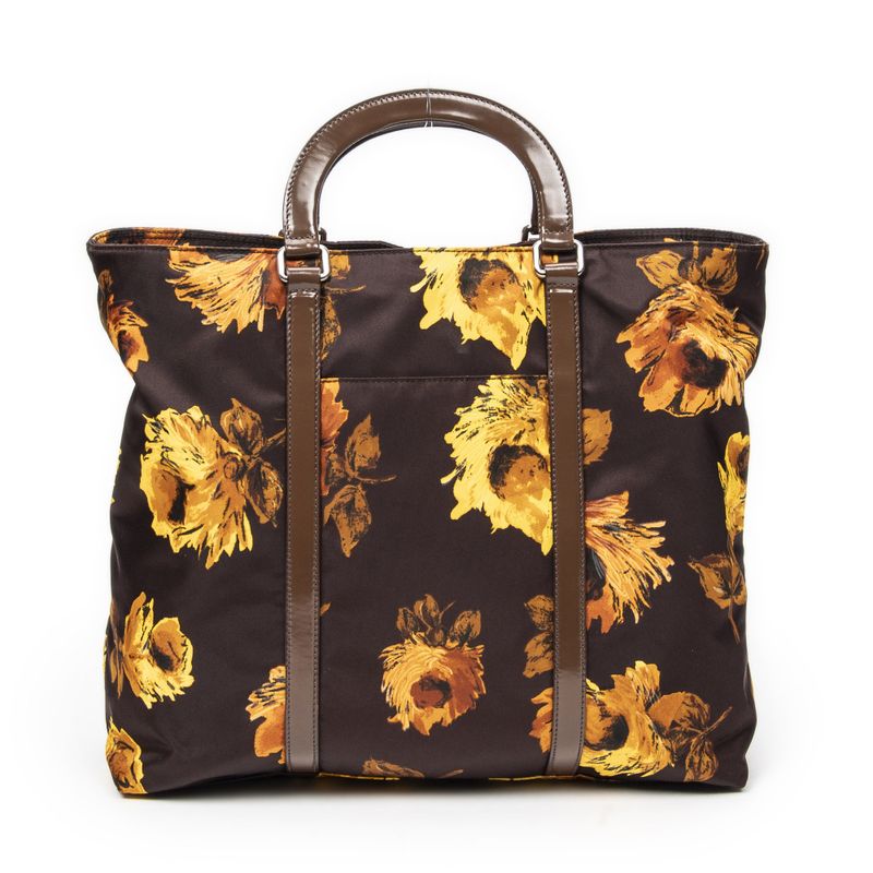 Prada Print Zip Shopper Tote Black Printed Nylon Canvas A