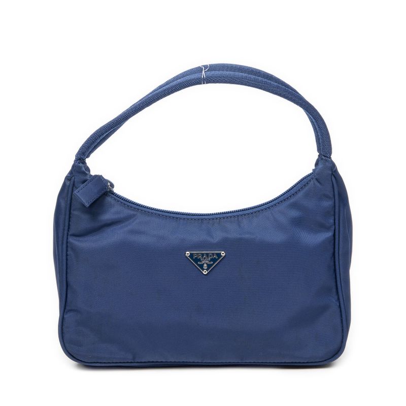 Prada Vintage Mini Zip Hobo Royal Blue Nylon Canvas A