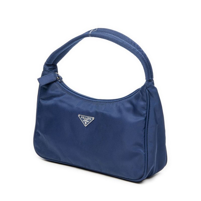 Prada Vintage Mini Zip Hobo Royal Blue Nylon Canvas A