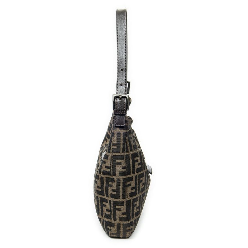 Fendi Front Slip Pocket Hobo Tan/dark Brown Zucca Canvas A