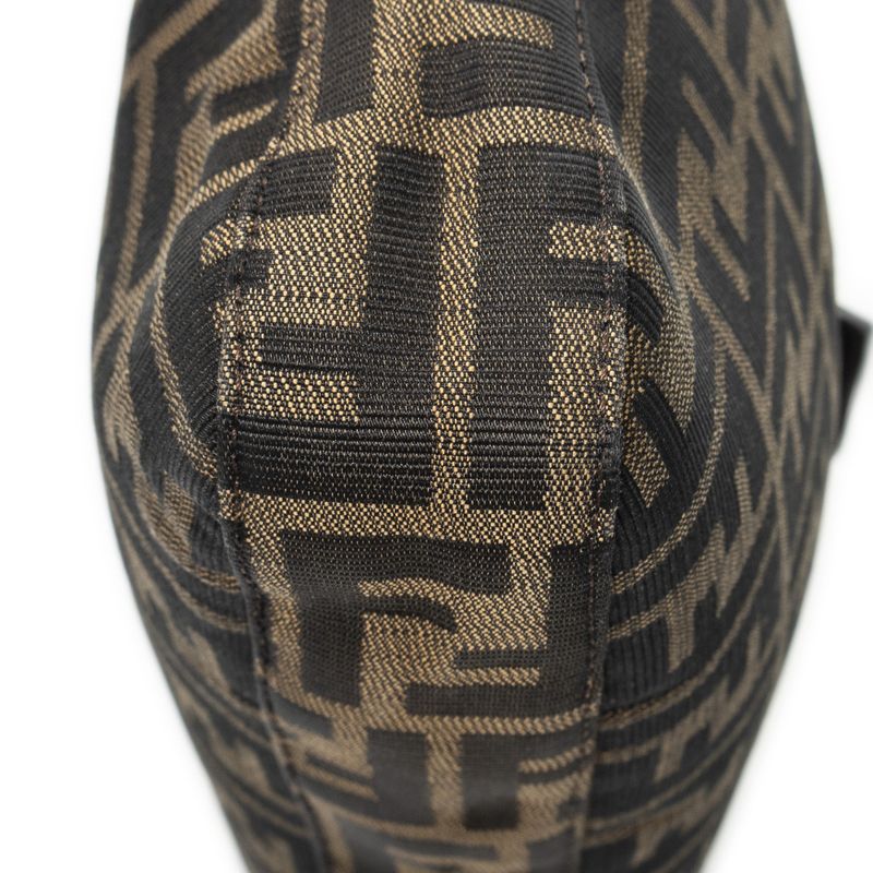Fendi Front Slip Pocket Hobo Tan/dark Brown Zucca Canvas A