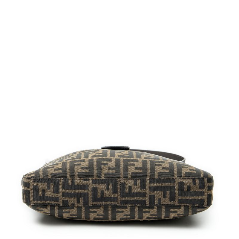 Fendi Front Slip Pocket Hobo Tan/dark Brown Zucca Canvas A