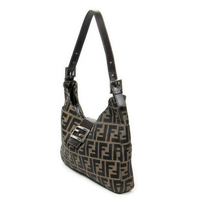 Fendi Front Slip Pocket Hobo Tan/dark Brown Zucca Canvas A