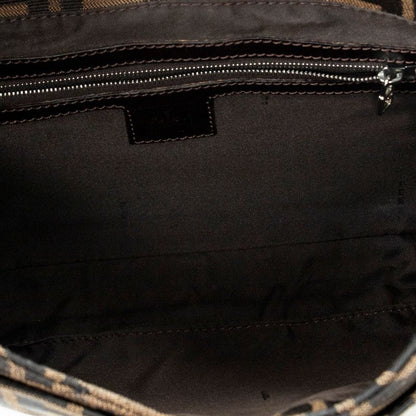 Fendi Front Slip Pocket Hobo Tan/dark Brown Zucca Canvas A