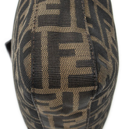 Fendi Front Slip Pocket Hobo Tan/dark Brown Zucca Canvas A