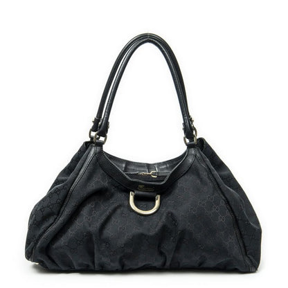 Gucci Large Abby D Ring Tote Black GG Canvas A