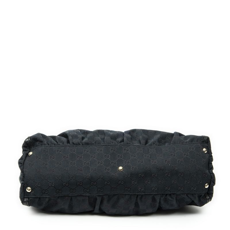 Gucci Large Abby D Ring Tote Black GG Canvas A