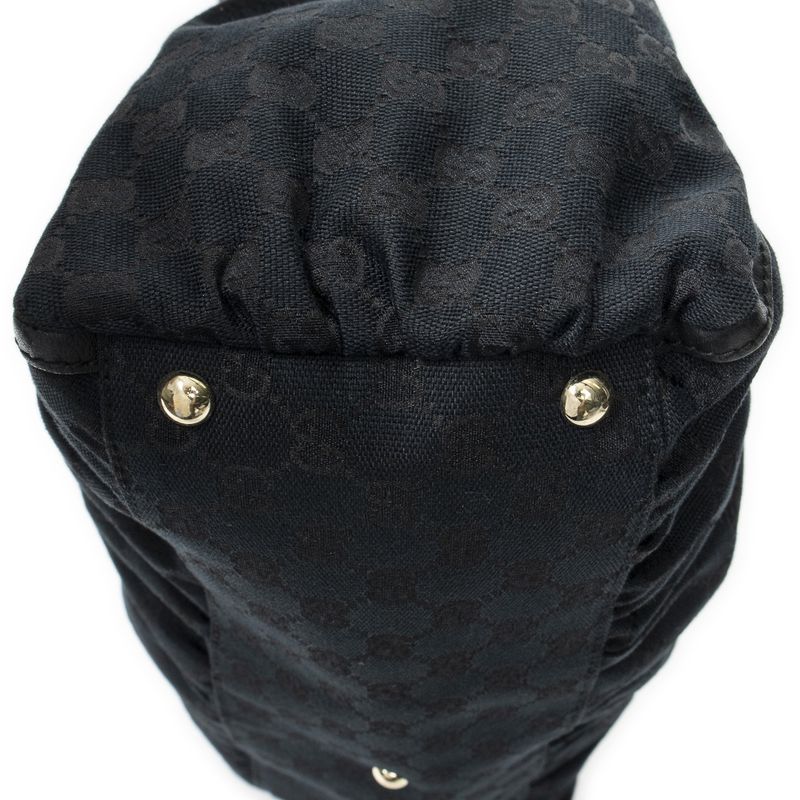 Gucci Large Abby D Ring Tote Black GG Canvas A