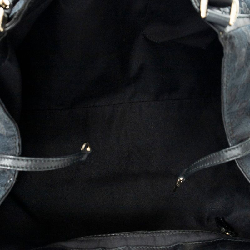 Gucci Large Abby D Ring Tote Black GG Canvas A