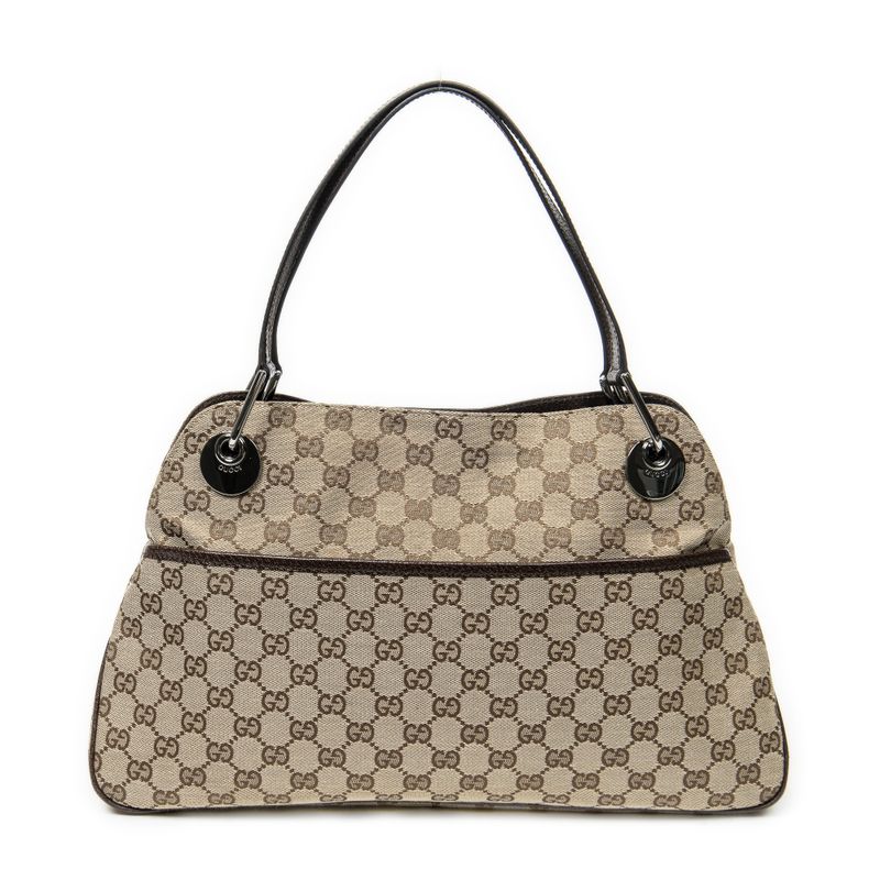 Gucci Medium Eclipse Tote Beige/dark Brown GG Canvas A
