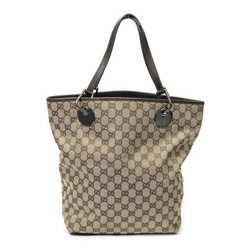Gucci Eclipse Tall Tote Beige/dark Brown GG Canvas AB