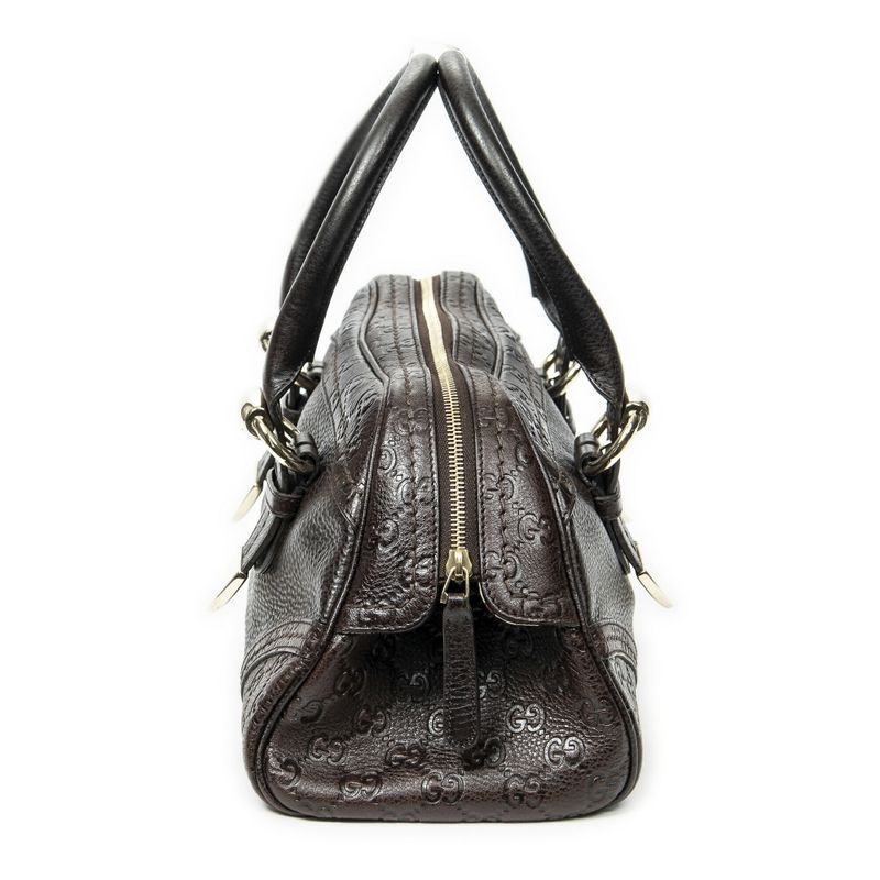 Gucci Mini Bowler Bag Dark Brown Guccissima A