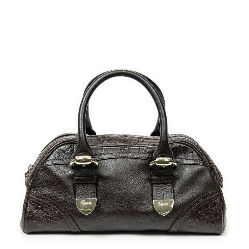 Gucci Mini Bowler Bag Dark Brown Guccissima A