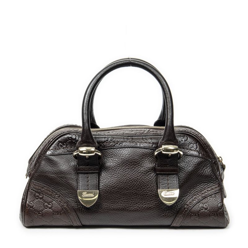 Gucci Mini Bowler Bag Dark Brown Guccissima A