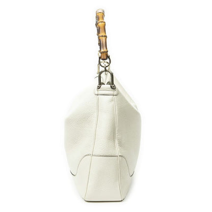 Gucci Medium Diana Bamboo Hobo Ivory Grained Calfskin Leather A