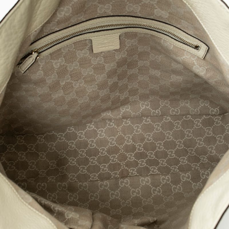 Gucci Medium Diana Bamboo Hobo Ivory Grained Calfskin Leather A