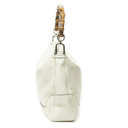 Gucci Medium Diana Bamboo Hobo Ivory Grained Calfskin Leather A