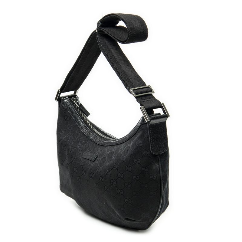 Gucci Half Moon Zip Messenger Black GG Canvas A