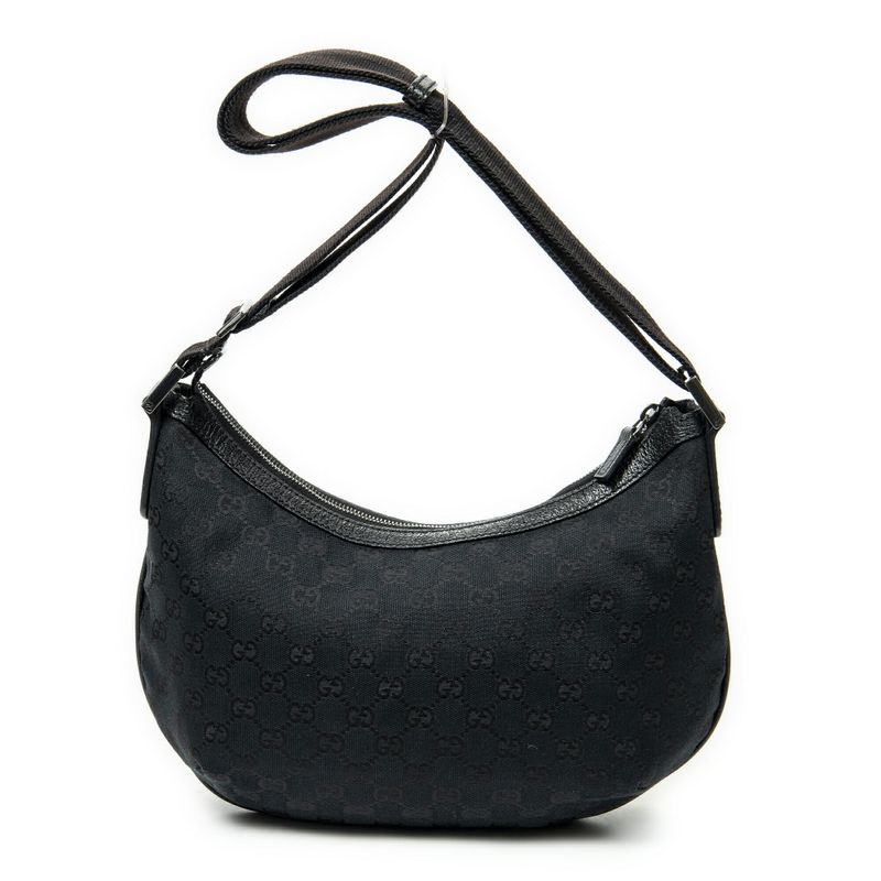Gucci Half Moon Zip Messenger Black GG Canvas A