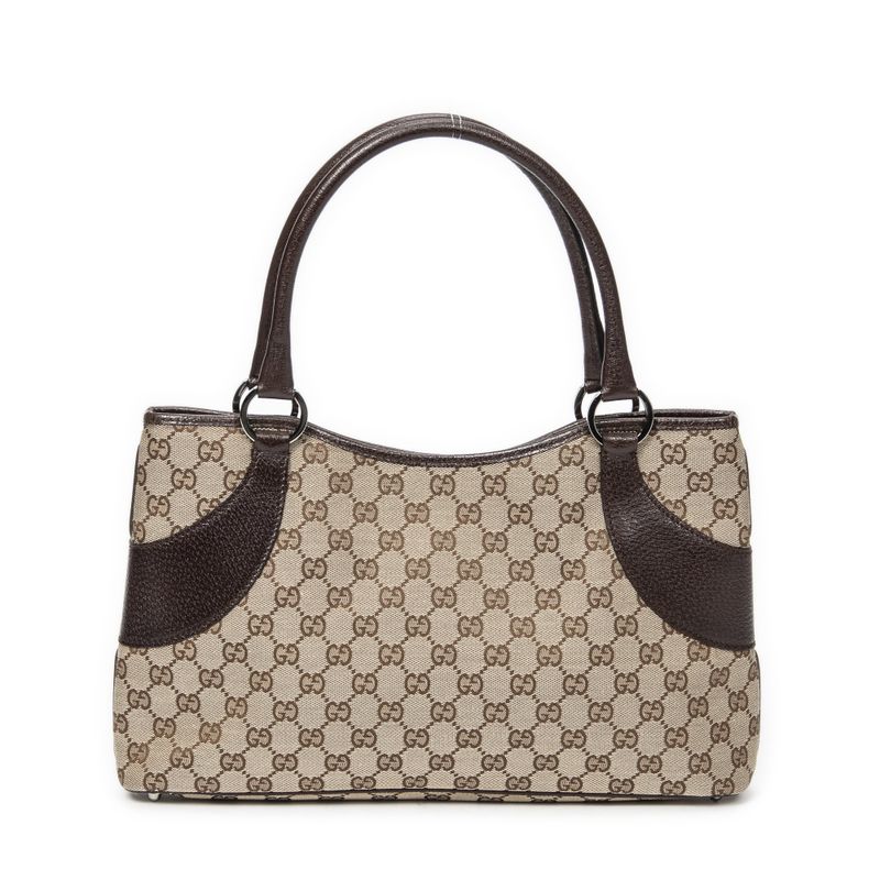 Gucci Tote Bag Beige/dark Brown GG Canvas A