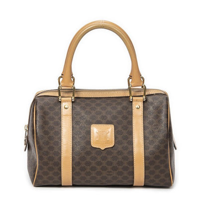 Celine Vintage Mini Boston Brown/beige Macadam PVC Canvas AB