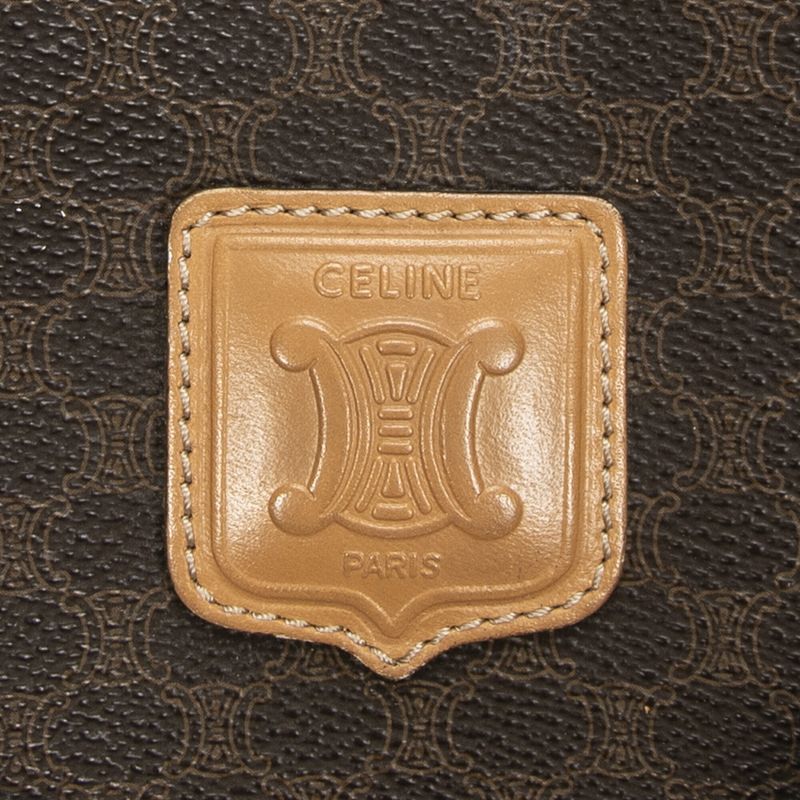 Celine Vintage Mini Boston Brown/beige Macadam PVC Canvas AB